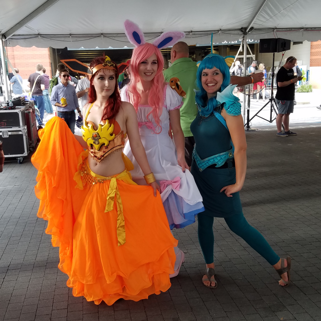 Flareon, Sylveon, and Vaporeon Gijinka Cosplay at Gen Con 2016