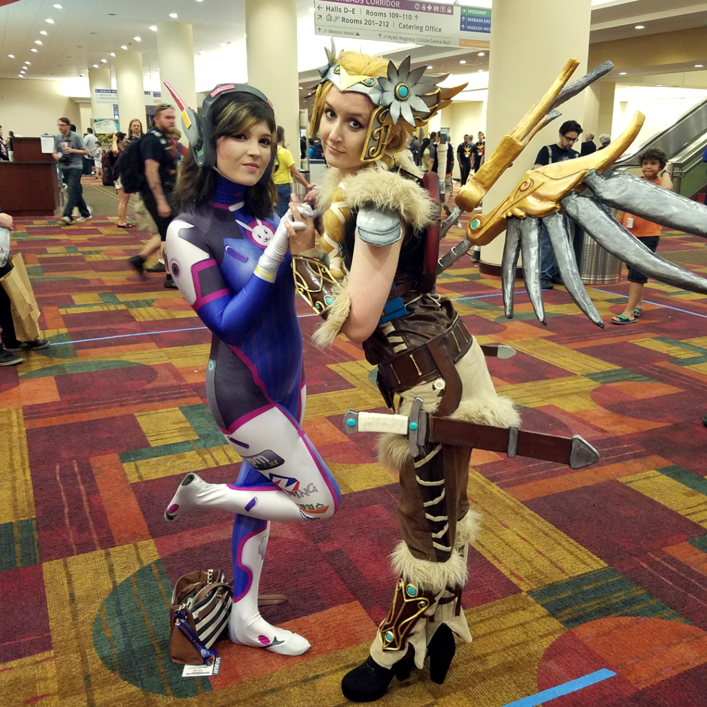 Valkyrie Mercy Cosplay at Gen Con 2016 - with Goldvester Cosplay as D.Va